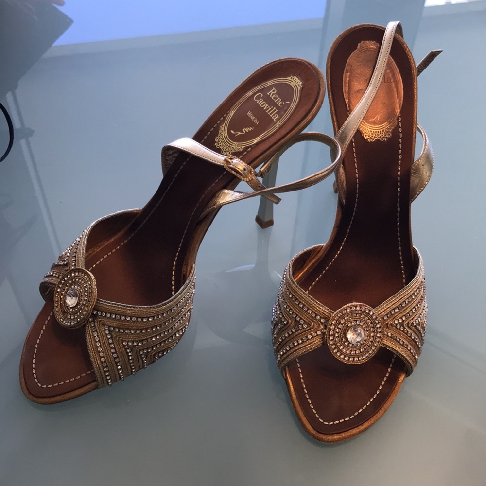 Rene caovilla Sandals size 40 gold crystal - Picture 8 of 8